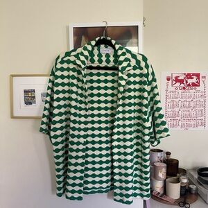 TOPMAN Green and White Patterned Shirt
